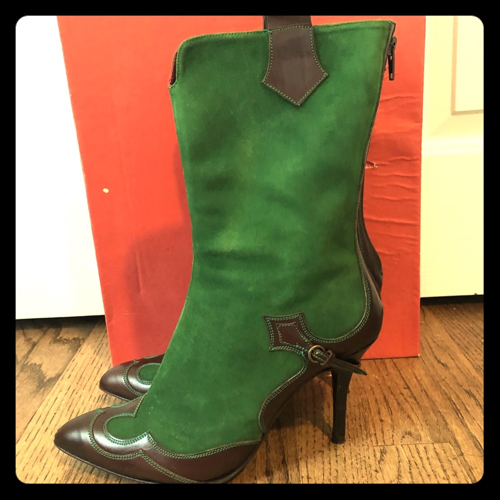 Blay Suede Cowboy Stiletto, Never Worn - Size 38